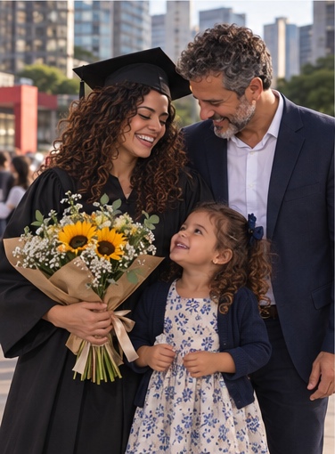 Clara recebendo seu diploma